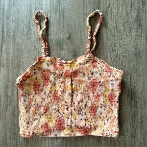 Hippie Rose Pink Floral Crop Top Size Medium